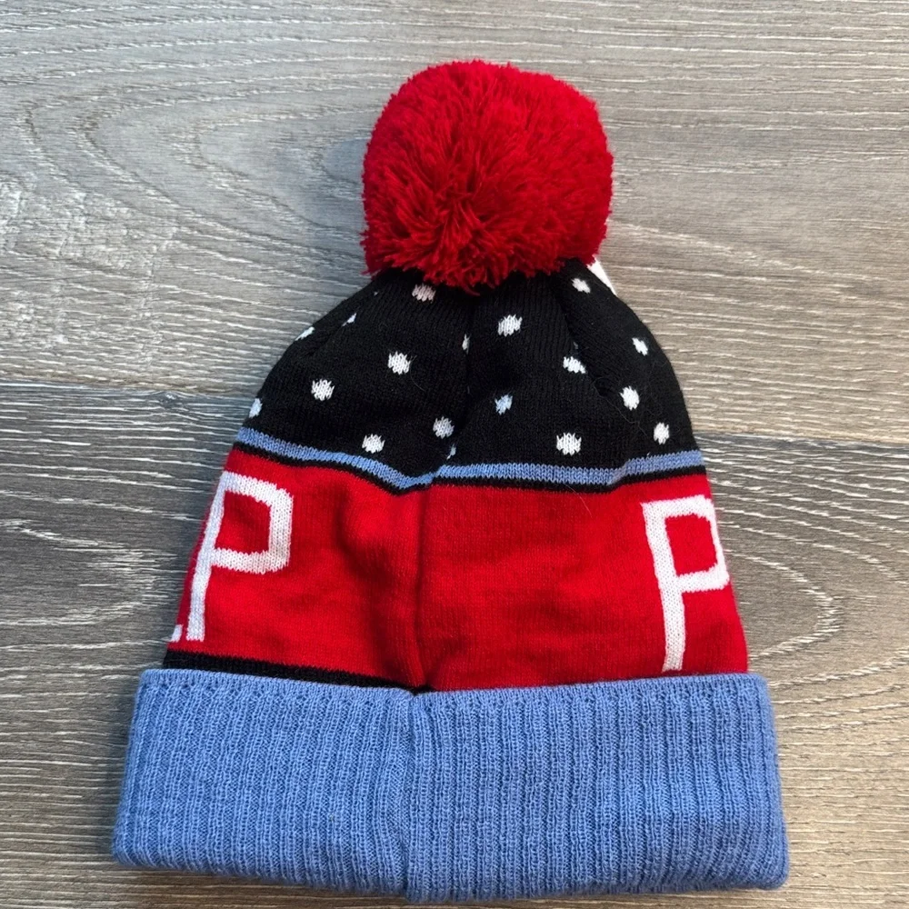 Red and Blue Kids Pom-Pom Beanie from Poland 0293